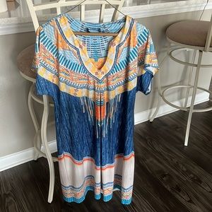 Hale Bob dress fully lined. Short sleeve and deep neckline